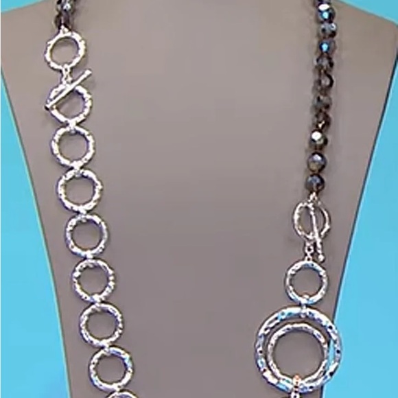 Heidi Daus New Wave 2-piece Silver and Blue Crystal Necklace Set - Picture 6 of 7